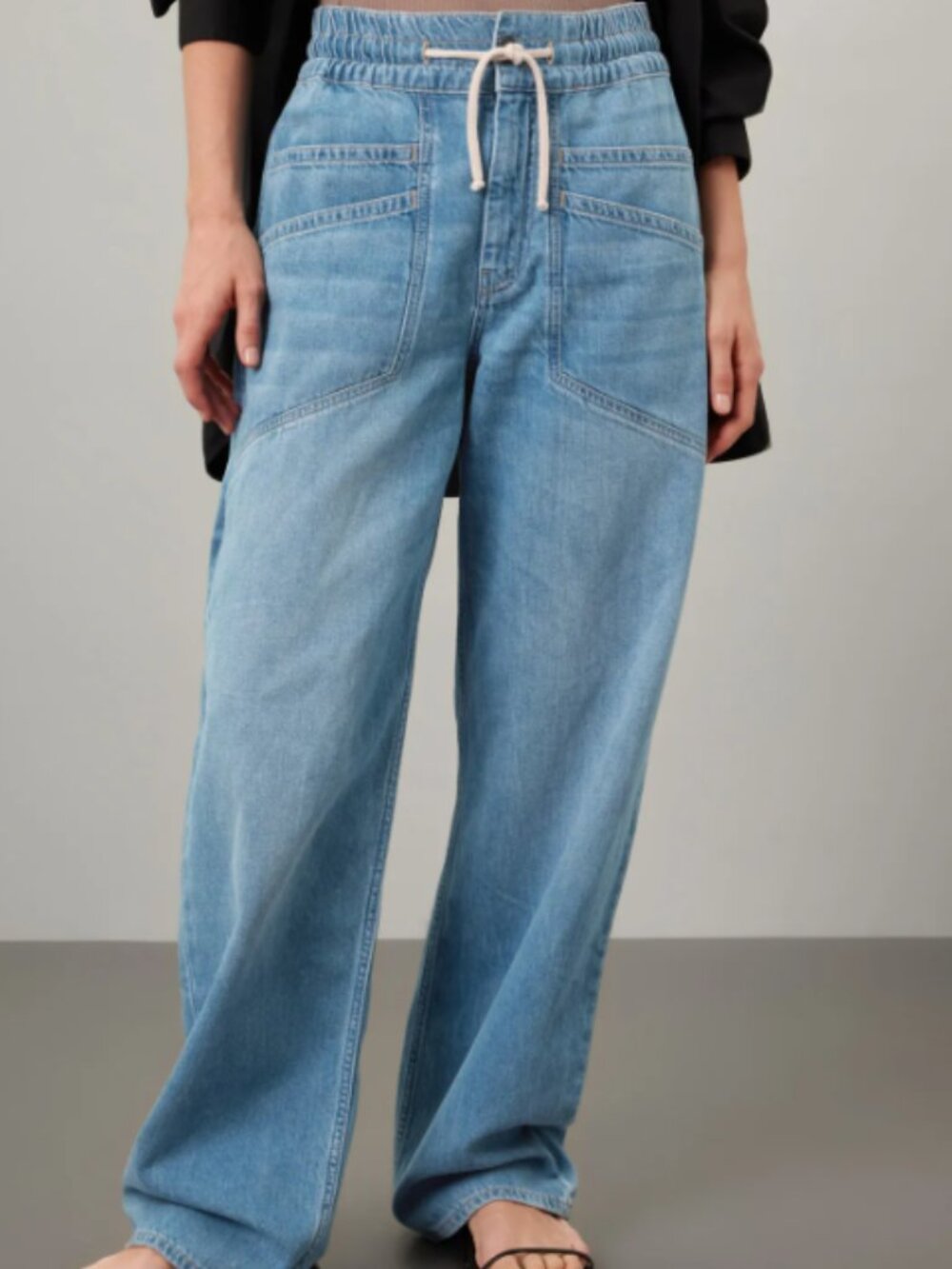 ba&sh Women's Mima Drawstring Pure Cotton Blue Jeans - Size 40/8